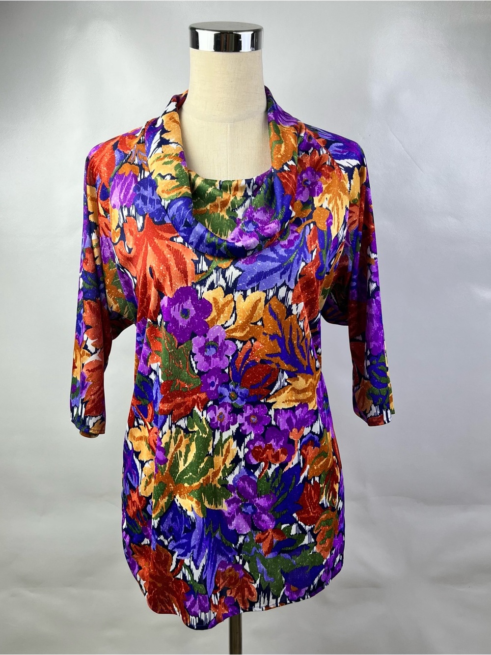 Vintage Lady Ronte Women Multicolor Cowl Neck Blouse Size L